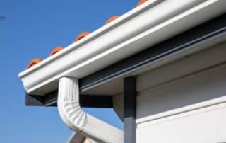 Utah home exterior showing rain gutter system along roofline